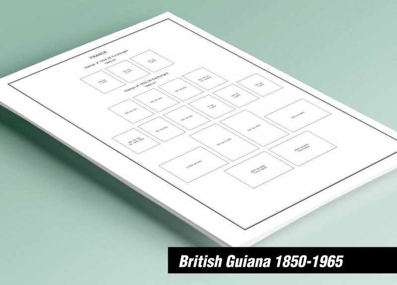 PRINTED BRITISH GUIANA  1850-1965 STAMP ALBUM PAGES (22 pages)