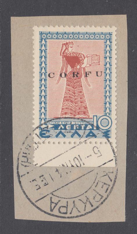 Corfu Sc N17 used. 1941 10l re-issue w overprint issued under Italian Occupation