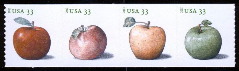 #4734a 33c Apples, Se-Tenant Strip, Mint **ANY 4=FREE SHIPPING**