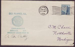  734 Armistice Day cacheted cover