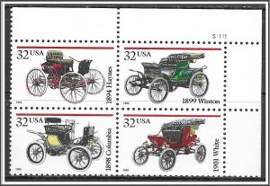 US Plate Block #3019 (v) Antique Autos MNH