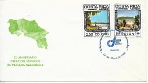 COSTA RICA 1980 NATIONAL PARKS NATURE RESERVE 2 VALUES ON FIRST DAY COVER FDC