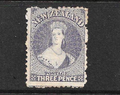 NEW ZEALAND 1864-67  3d  LILAC FFQ  MNG  P12 1/2  CP A3D   SG 117 CHALON