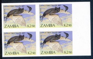 Zambia Bats Imperforate Block 4 Unmounted Mint