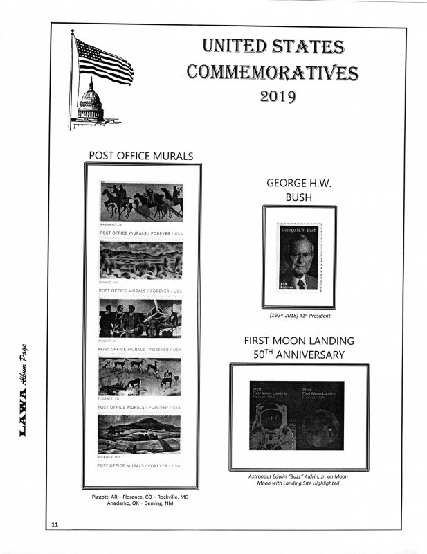 2019 US COMMEMORATIVE  ISSUES SUPPLEMENT – LAWA Album Pages