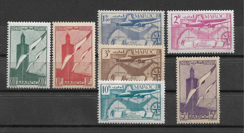 French Morocco 1939-40, Airmail, Scott # C20-C26, VF MNH**,,(FR-1)