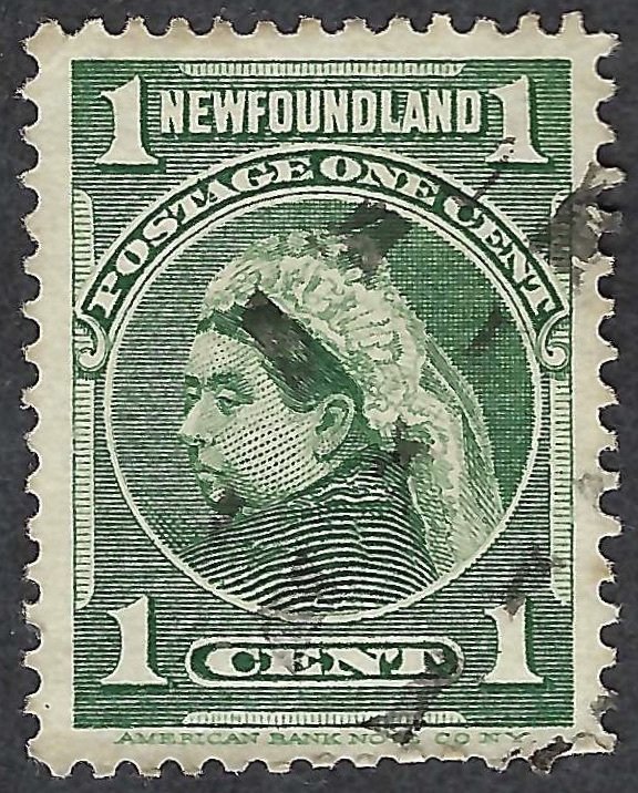 Newfoundland #80 1¢ Queen Victoria (1898). Very fine centering.