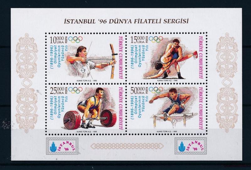 [44690] Turkey 1996 Olympic games Archery Wrestling Weightlifting MNH Sheet