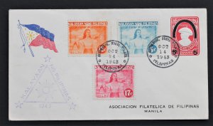 Philippines #N29-N31,NU1 FDC Clean Cover WWII Japan Occupation Set (1943)