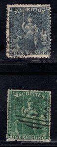 MOMEN: MAURITIUS STAMPS SG # 54-55 1862 USED £435 LOT #68857*