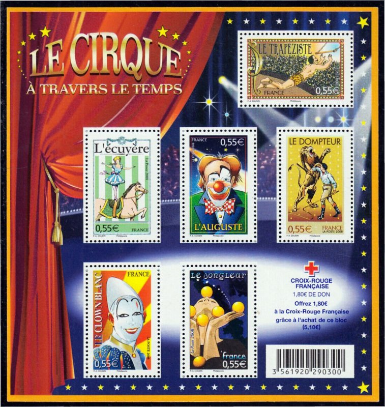 France 2008 -  Circus    -  MNH sheet # 3494a