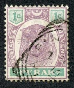 Perak SG66a 1c Malformed C fine used Cat 75 Pounds