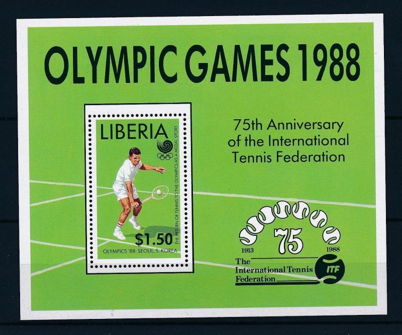 [43513] Liberia 1988 Olympic games Seoul Tennis MNH Sheet