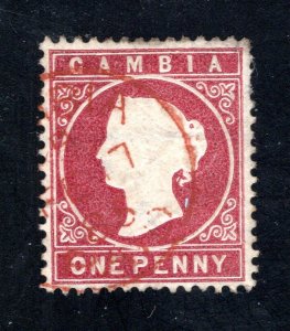 Gambia  SC# 6  VF, Used, 1p Queen Victoria, CV $7.00  ....  2280006