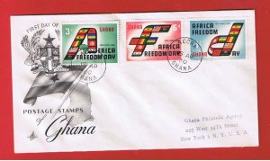 Ghana #75-77  VF used 1st Day of Issue  Freedom Day   Free S/H