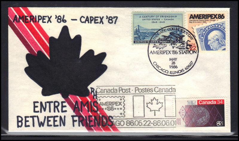 Cover US-Canada Stamps/3 AMERIPEX '86-CAPEX '87 (Cachet-U/A) BoxCV0392