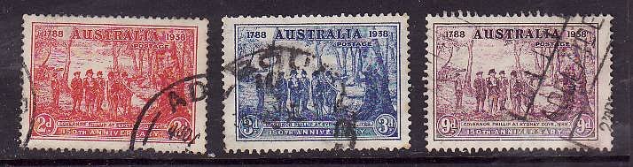 Australia-Sc#163-5-used set -Sydney Cove-1937-