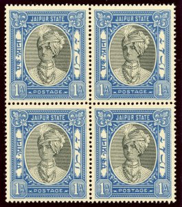 India - Jaipur 1943 1a black & blue block of four superb MNH. SG 60.
