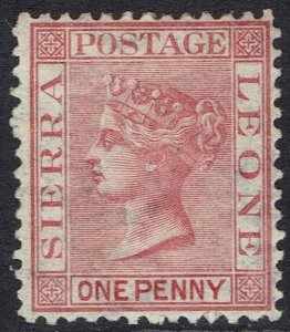 SIERRA LEONE 1872 QV 1D WMK CROWN CC SIDEWAYS PERF 12.5