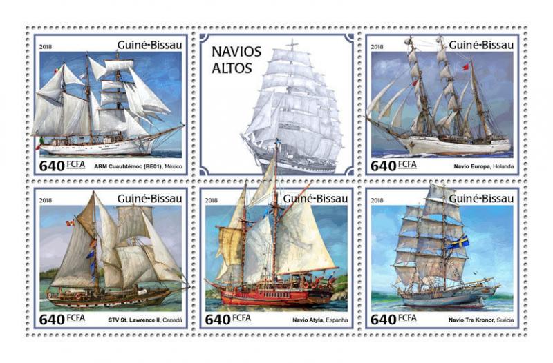 Z08 IMPERF GB18403a Guinea Bissau 2018 Tall ships MNH ** Postfrisch