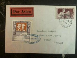 1925 Étampes France Early Airmail Cover to Dakar Senegal World dinstance record