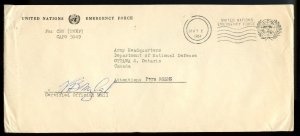 ?United Nations Emergency Force Certified Official Mail 1964 cover Canada