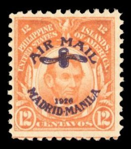 Philippines C6, $70, 1926 12c red orange, lightly hinged