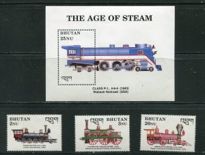 Bhutan Age of Steam Railroad Stamps MNH 1990