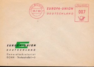 Germany 1960 Cover Slogan Cancel & Corner Card Europa-Union.  Unaadressed