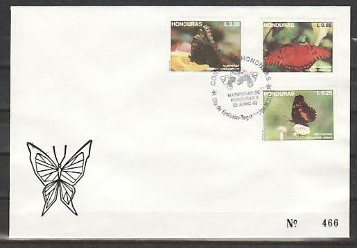 Honduras, Scott cat. 370-372. Butterfly issue. First Day Cover. 