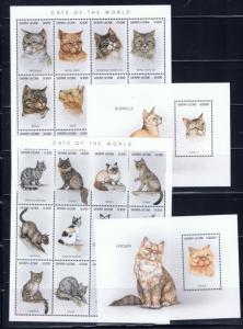 Sierra Leone 1892-95 NH 1996 Cats mini sheets and souvenir sheets 