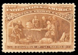 United States, 1893 Columbian Issue #239 Cat$225, 1893 30c orange brown, unus...