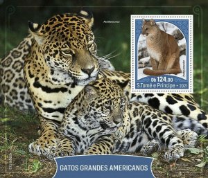 Sao Tome & Principe 2021 MNH Wild Animals Stamps American Big Cats Cougar 1v S/S