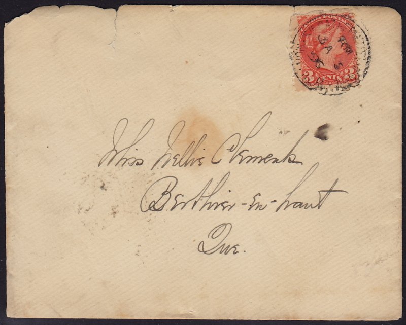 Canada - 1888 - Scott #41 - used on cover - MONTREAL to BERTHIER-EN-HAUT