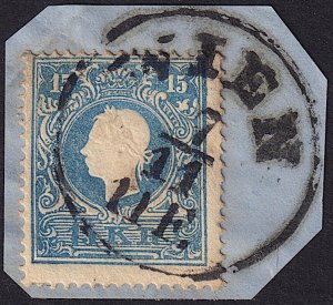 Austria - 1858 - Scott #11 - used on piece - WIEN pmk