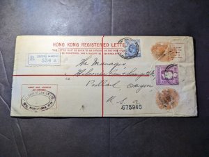 1929 British Hong Kong Registered Letter Cover to Portland OR USA