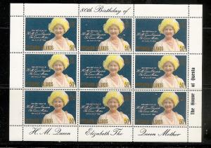 Pitcairn Isl. 193 MNH 1980 QM 80th Birthday Mini-Sheet of 9