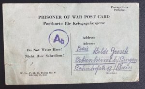 1940s  USA POW Internment Camp 127 Postcard Cover To Germany P Greseh