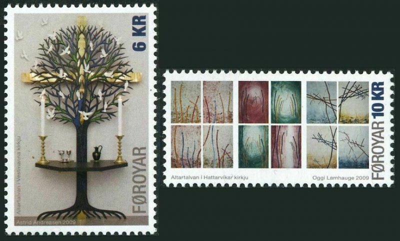 Faroe 522-523, MNH. The altarpiece at Vestmanna Church, 2009.