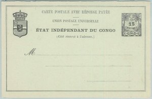 74633 - Independent Congo - POSTAL HISTORY - DOUBLE Entire H&G Card #7-