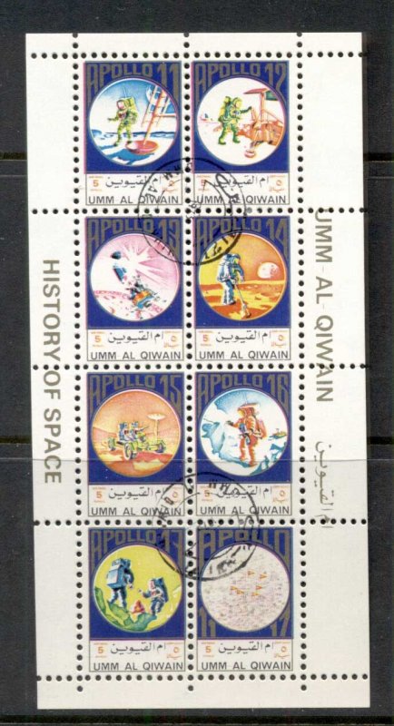 Umm al Qiwain 1972 Apollo 11-17 Space Missions small sheetlet (Mi#930-37) CTO