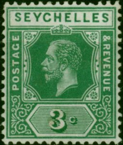 Seychelles 1912 3c Green SG72 Fine VLMM