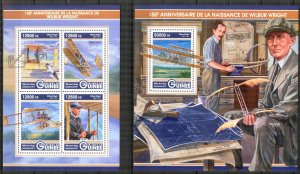 Guinea 2017 Aviation Airplanes Wilbur Wright sheet + S/S MNH