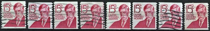 SC#1305e 15¢ Oliver Wendell Holmes Coil: Used Lot of 8