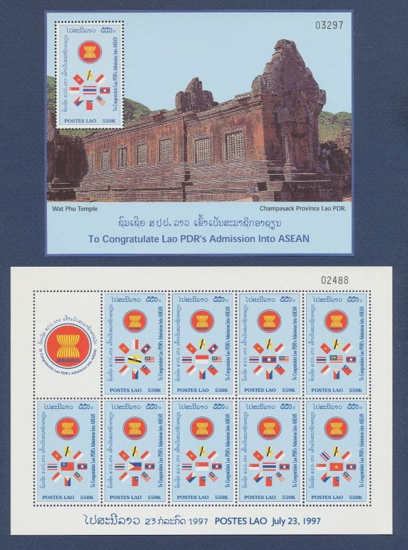 LAOS - Scott 1359, 1359j- MNH S/S -  ASEAN - 1997 ---c