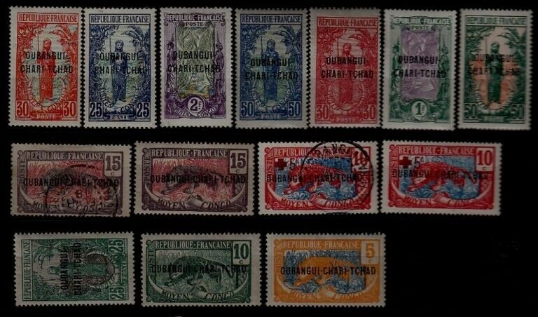 Ubangi Shari/Chad 14 mint/used values