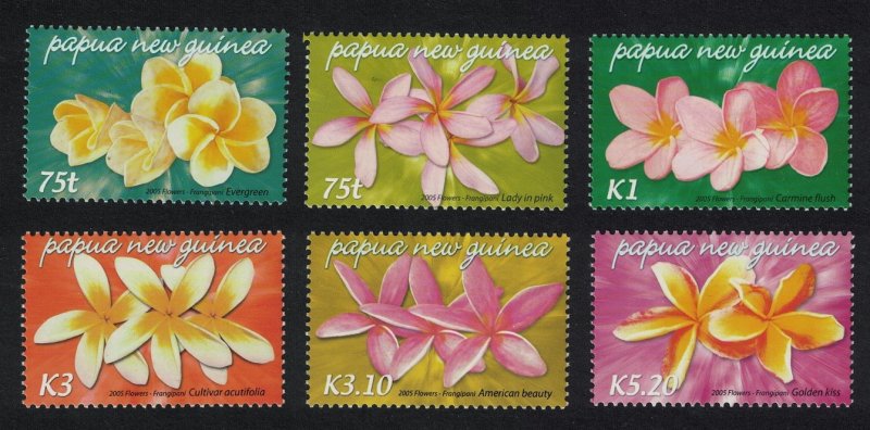 Papua NG Frangipani Flowers 6v 2005 MNH SC#1170-1175 SG#1074-1079