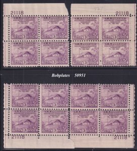 BOBPLATES #727 Newburgh Matched Set of Plate Blocks 21118 F-VF 3 MNH  SCV=$19.5+