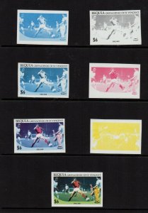 Cinderella Stamps St Vincent Progressive Color Proof Lot of 7 Soccer Football -K