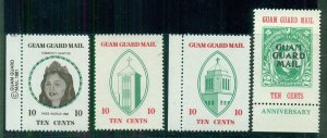 GUAM GUARD MAIL, Set of 4 Commemorative labels, NH, VF